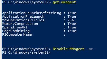 Disable-MMAgen - MemoryCompression - отключить сжатую память в Windows 10