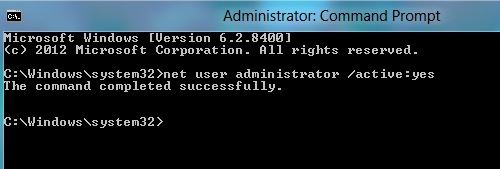 Включить встроенного администратора win8 из командной строки Включить встроенного администратора win8 из командной строки