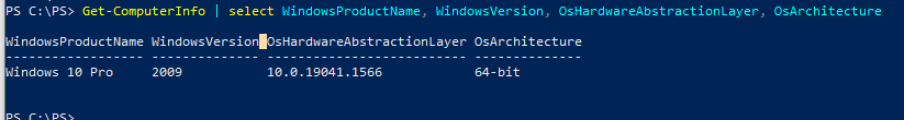 Get-ComputerInfo - узнать версию WIndows