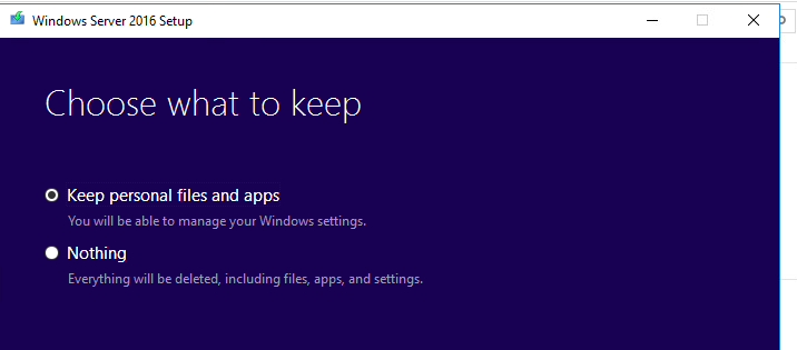 сохранить настройки и программы при апгрейде Windows Server 2016