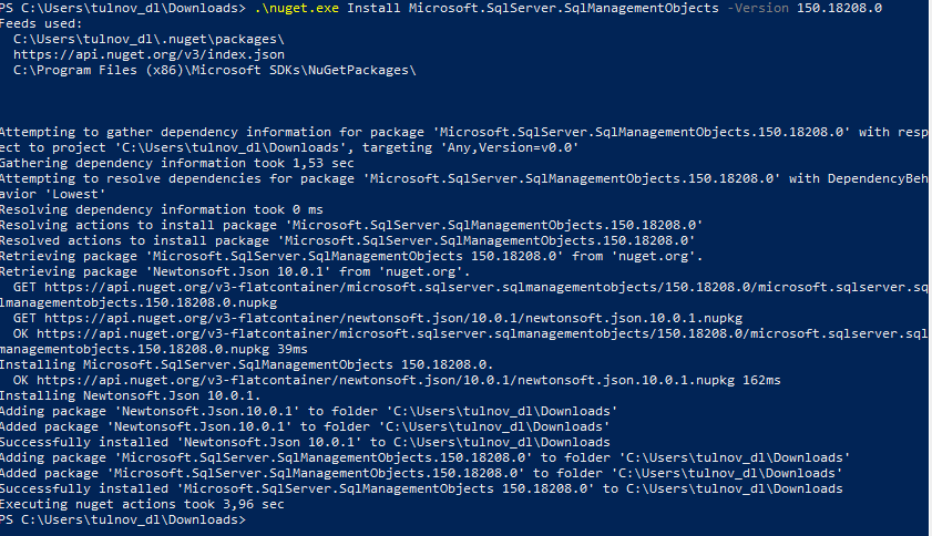 установка модуля SqlManagementObjects для powershell