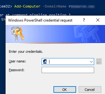 Команда Add-Computer для добавления компьютера в домен из PowerShell