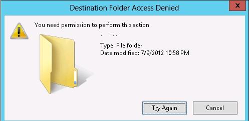 Destination Folder Access Denied