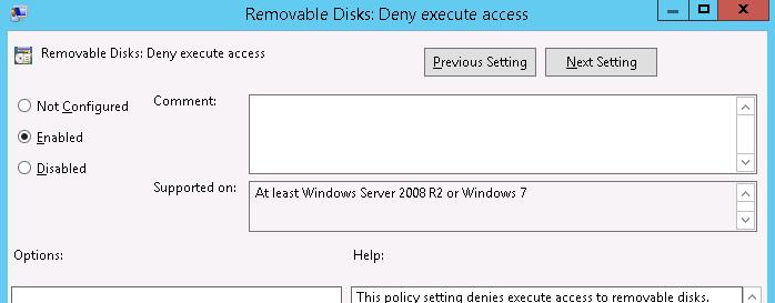 Removable Disks: Deny execute access 