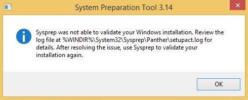 Sysprep was not able to validate your Windows installation