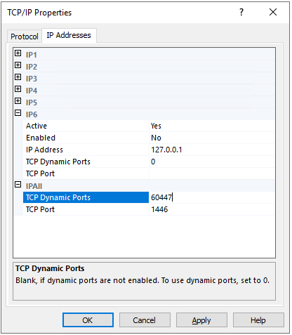 TCP Dynamic Ports в sql server 