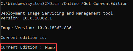 Dism.exe /Get-CurrentEdition windows 10 домашняя home 