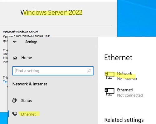 сменить тип сетевого подключения в windows server