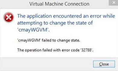 hyper v ошибка запуска ВМ failed to change state