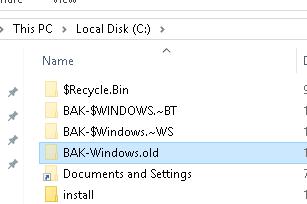 Переименовываем папку windows.old