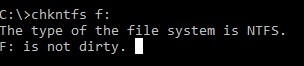 chkntfs is not dirty