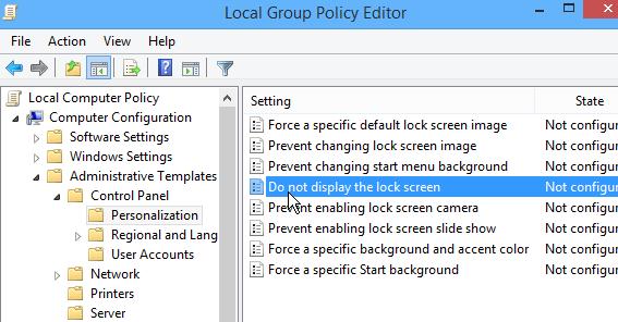 Групповая политика Do not display the lock screen (Запрет отображения экрана блокировки) Групповая политика Do not display the lock screen (Запрет отображения экрана блокировки)
