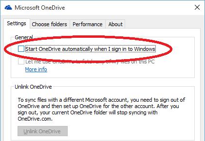 Автоматически запустить OneDrive при входе в Windows