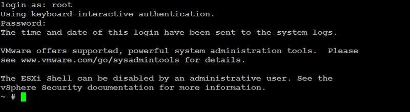 авторизация на esxi под root