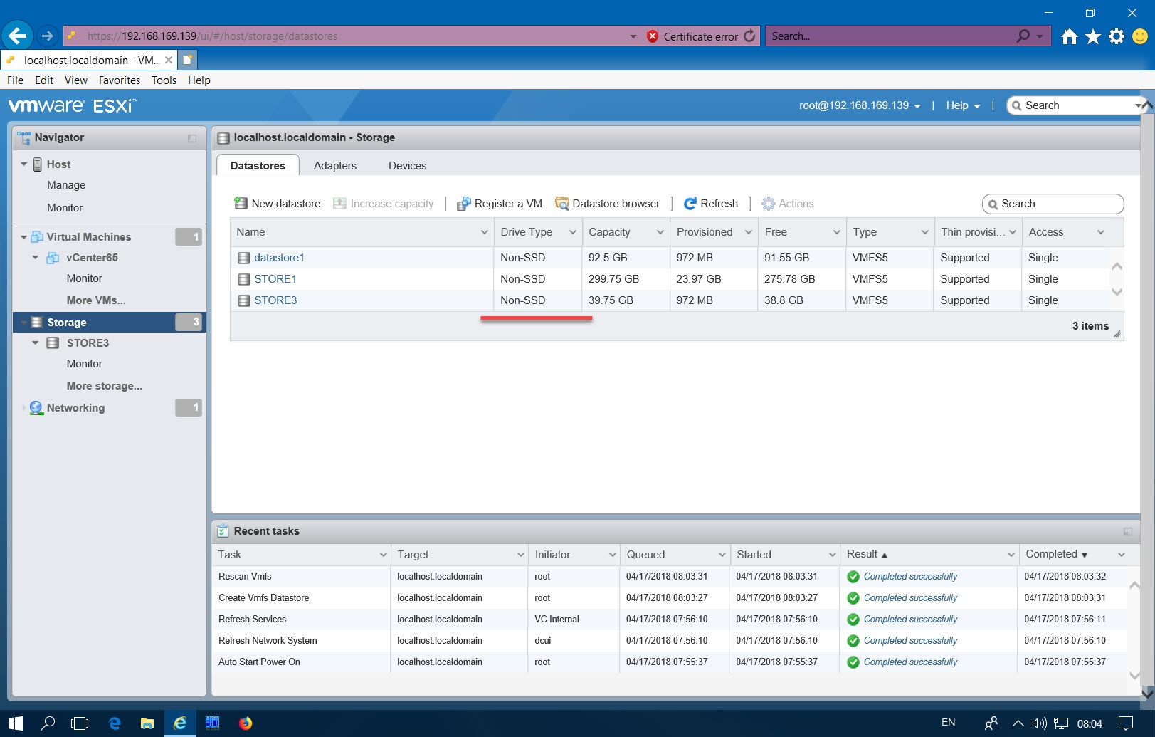 esxi 6.5 - non-SSD диска