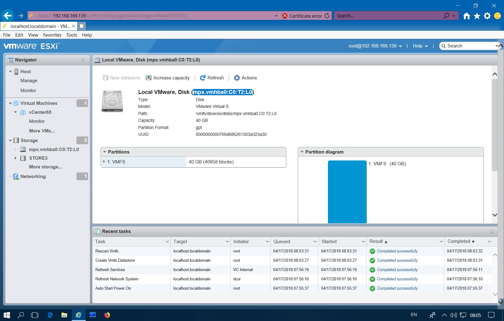 копируем адрес хранилища mpx.vmhba0