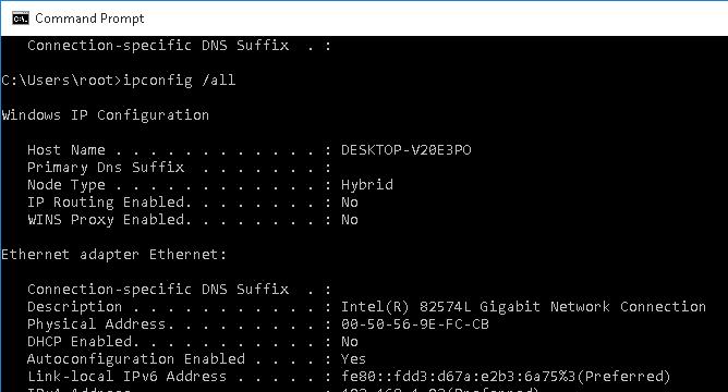 ipconfig /all