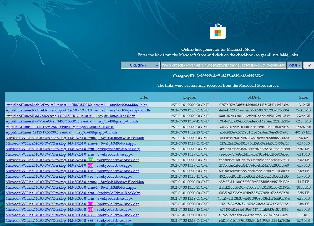 генератор ссылок на установочный appx файлы магазина приложений microsoft store