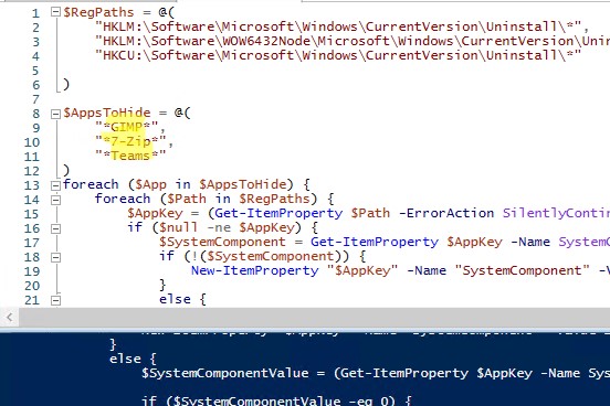 powershell скрипт позволяет скрыть несколько программ в windows