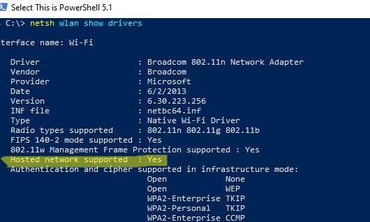 netsh wlan drivers проверить поддержку режима hosted network