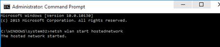 netsh wlan start hostednetwork - запуск сети