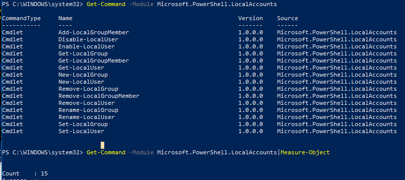 Модуль Microsoft.PowerShell.LocalAccounts