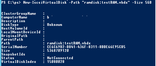 New-IscsiVirtualDisk 