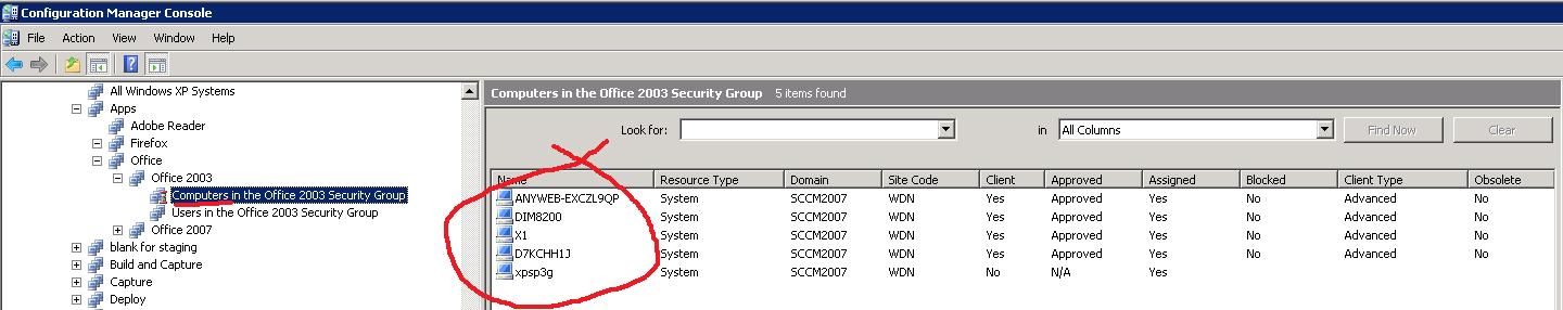 коллекция SCCM, построенная из компьютеров группы Active Directory