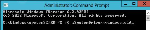 Удаляем папку windows.old из командной строки