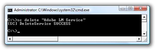 sc delete service windows 7