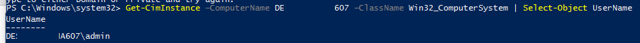 Get-CimInstance узнать имя пользователя с удаленного компьютера