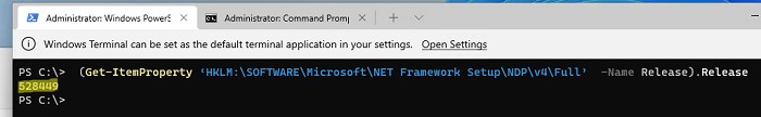 получить номер релиза net framework из консоли powershell