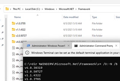 узнать версию net framework из командной строки windows