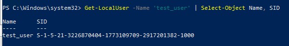 powershell получить sid локалього пользователя в Windows