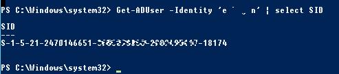 get-aduser select sid