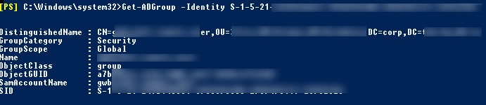 Get-ADGroup найти группу по SID