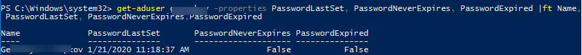 Get-aduser PasswordLastSet - время последней смены пароля