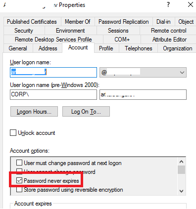 Password Never Expires 