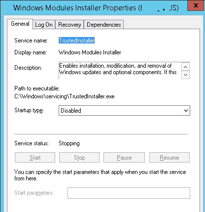 служба TrustedInstaller.exe в windows server 2012 r2