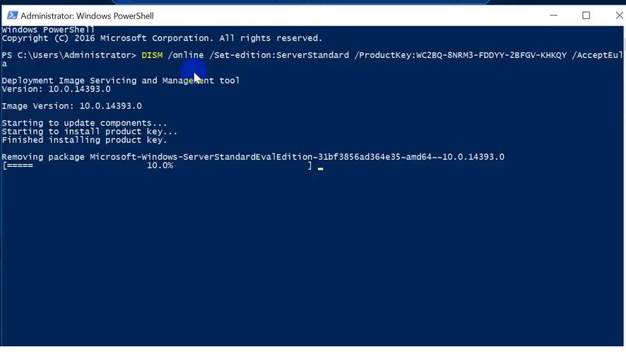 dism set edition ServerStandard