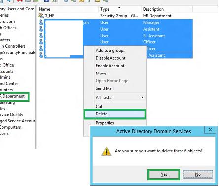 Удаляем пользователей из AD