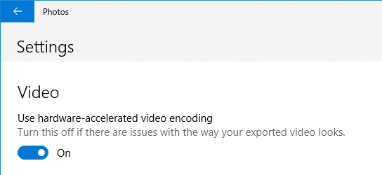 Фотографии Windows 10 - отключить аппаратное ускорение
