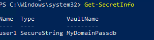 список сохраенных паролей в локальном хранилище Get-SecretInfo