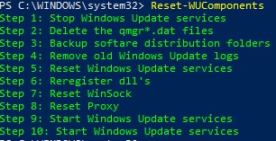 Reset-WUComponents сбросить настройка агента обновлений Windows