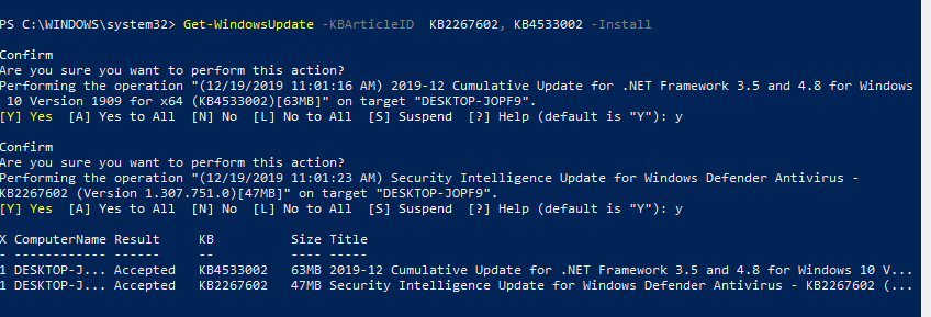 Install-WindowsUpdate установка обновлений windows с помощью powershell