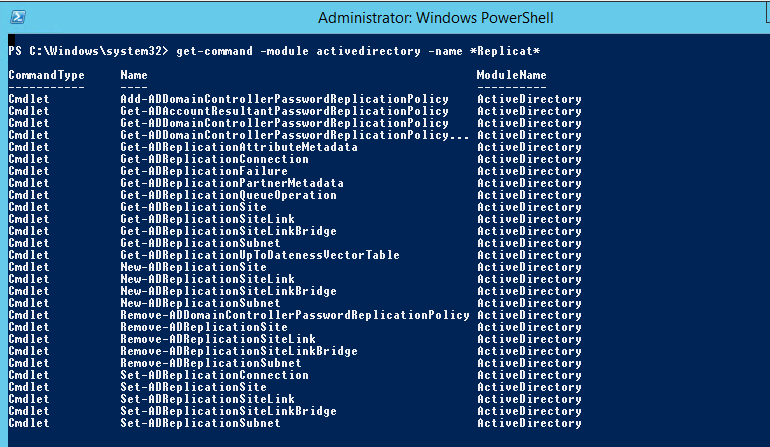 командлеты Powershell для мониторинга репликации в Active Directory