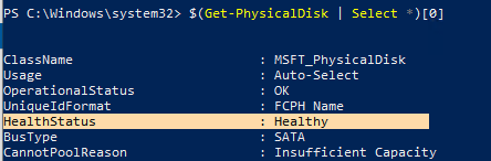  Get-PhysicalDisk