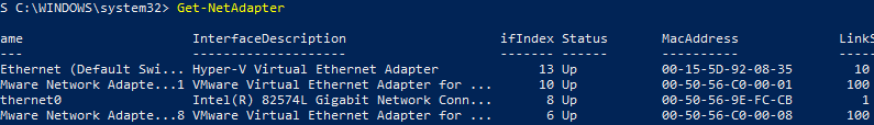 Get-NetAdapter