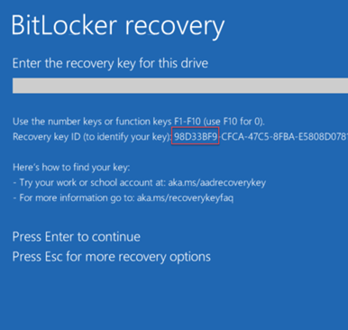 bitlocker- recovery key id